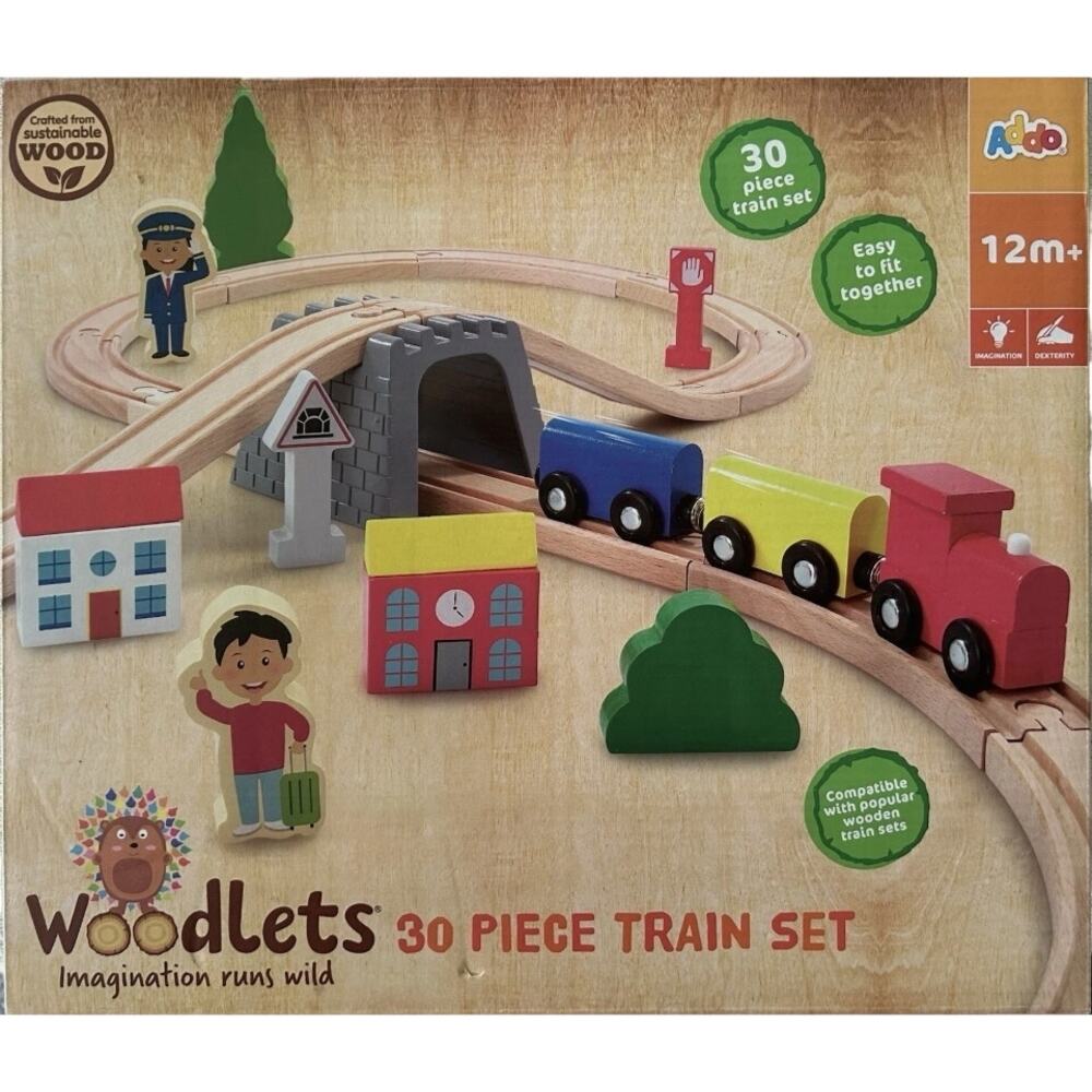 Woodlets Train Set - 30 Pieces - Wooden Toy